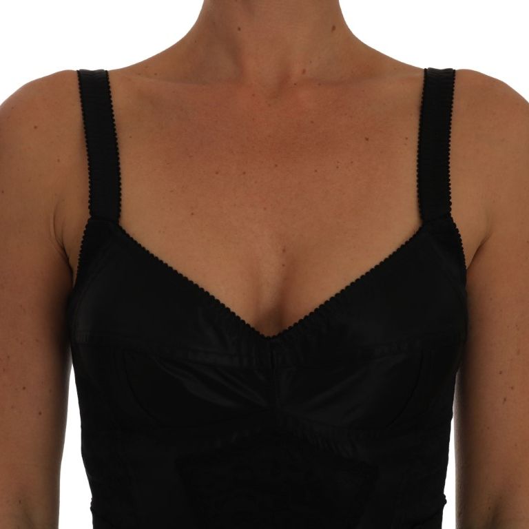 Dolce & Gabbana Romper Bodysuit Black Floral Stretch Dress