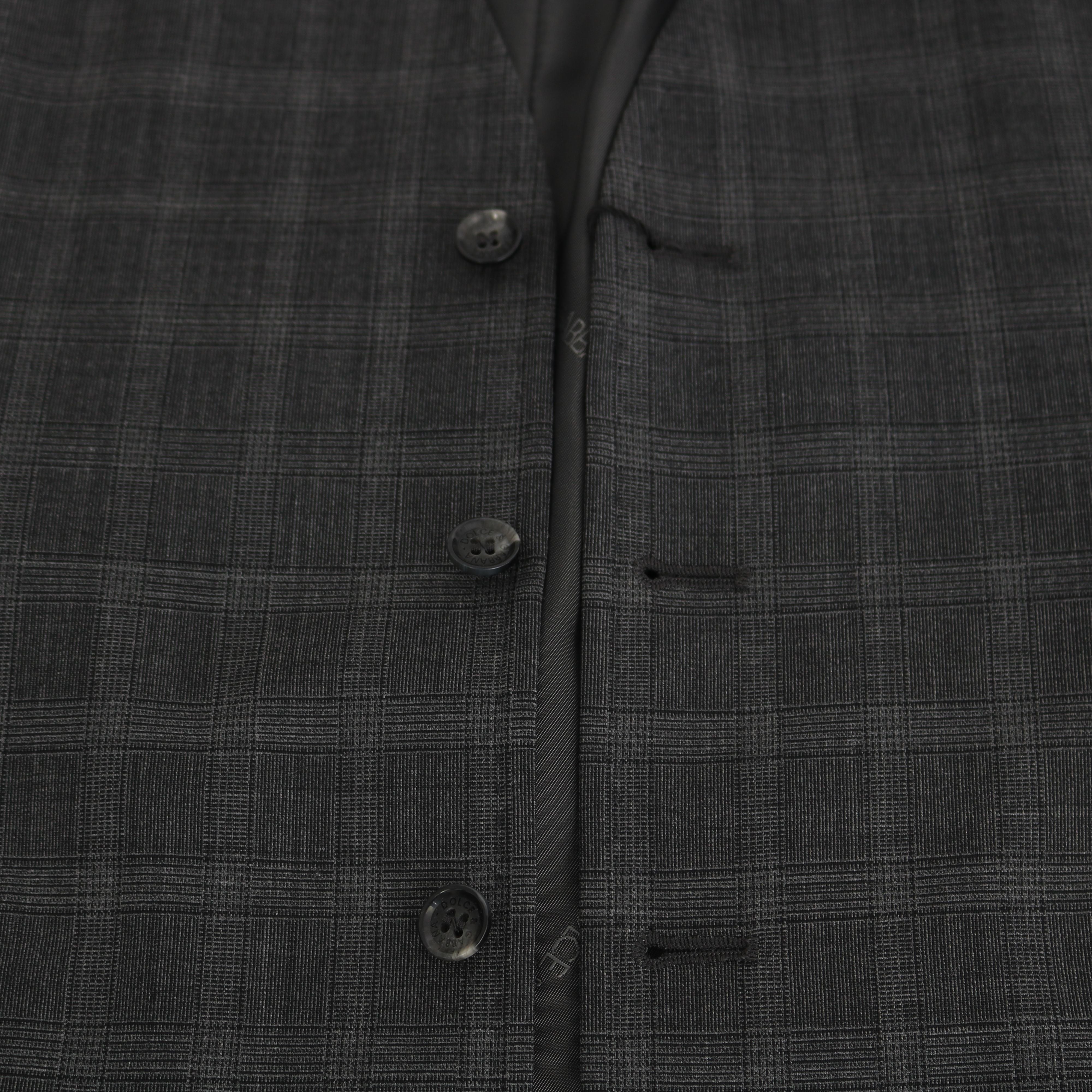 Dolce & Gabbana Gray Wool STAFF Checkered Stretch Vest