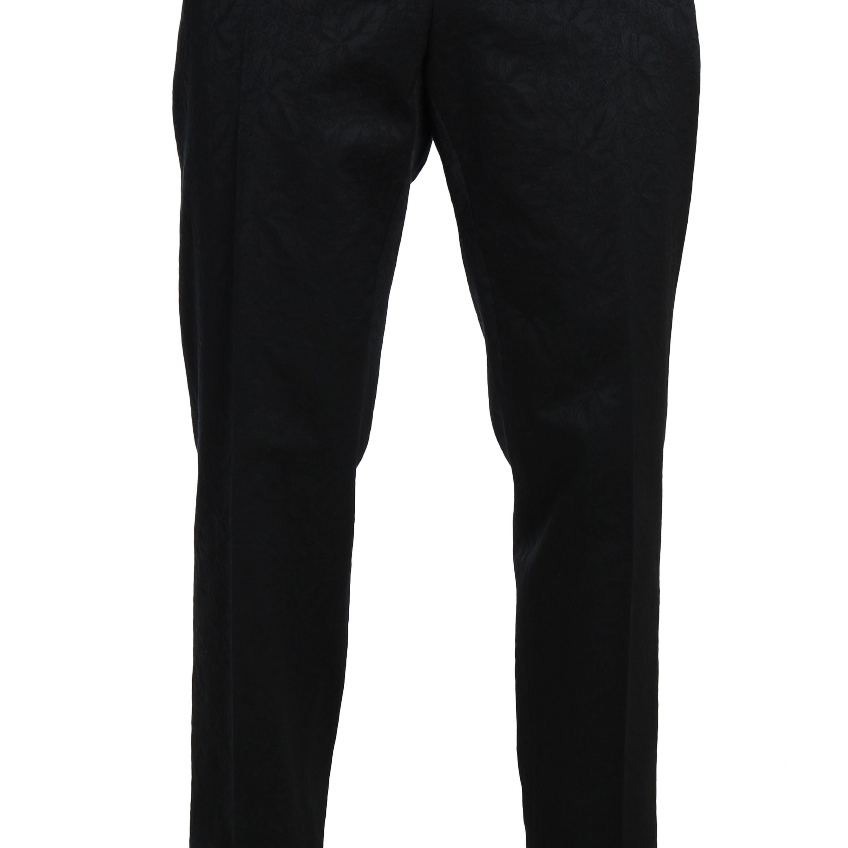 Dolce & Gabbana Black Cotton Brocade Formal Trousers Pants