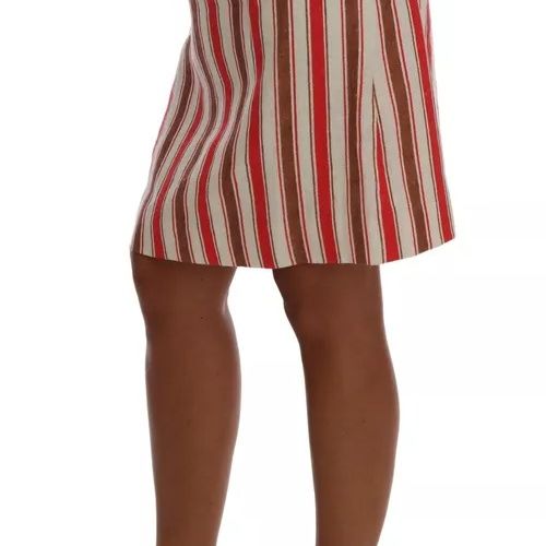 Dolce & Gabbana Multicolor Portofino Stripes Cotton Midi Skirt