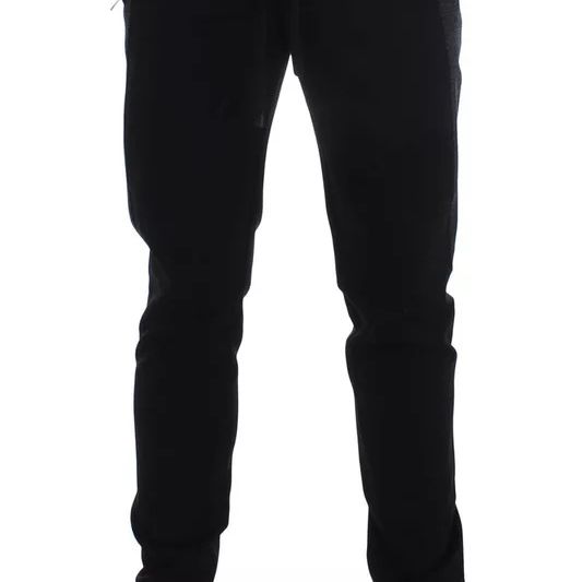 Dolce & Gabbana Black Gray Wool Casual Trousers Stripe Pants