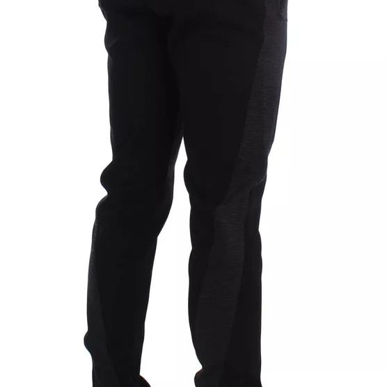 Dolce & Gabbana Black Gray Wool Casual Trousers Stripe Pants