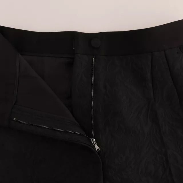 Dolce & Gabbana Black Floral Brocade High Waist Pants