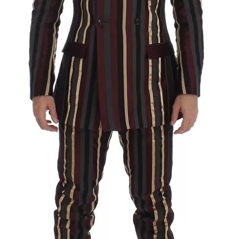 Dolce & Gabbana Multicolor Striped Runway 3 Piece Slim Fit Vest Suit