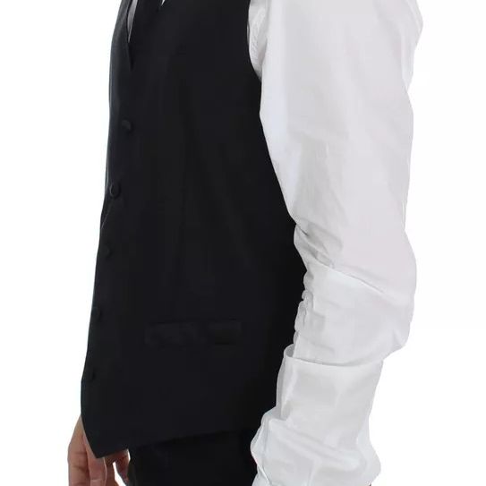 Dolce & Gabbana Black Wool Silk Dress Gilet Jacket Vest