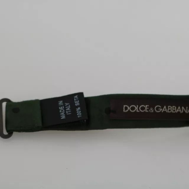 Dolce & Gabbana Green Dotted Silk Adjustable Neck Bow Tie