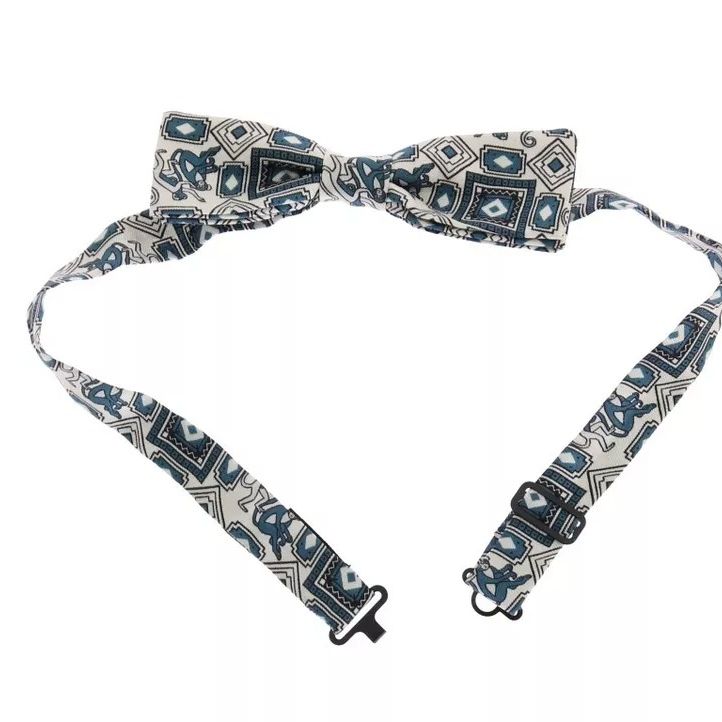 Dolce & Gabbana White Blue Silk Bowtie Leather Belt Gift Box Set