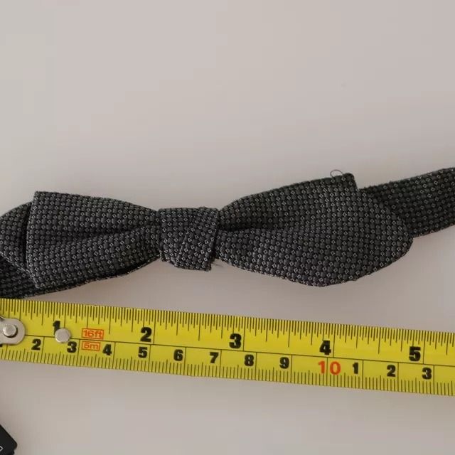 Dolce & Gabbana Gray Silk Patterned Mens Necktie Bow Tie