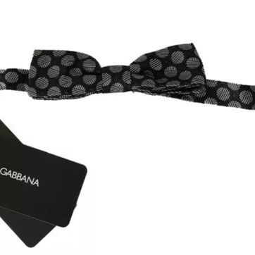 Dolce & Gabbana Black Silk Circles Men Necktie Bow Tie