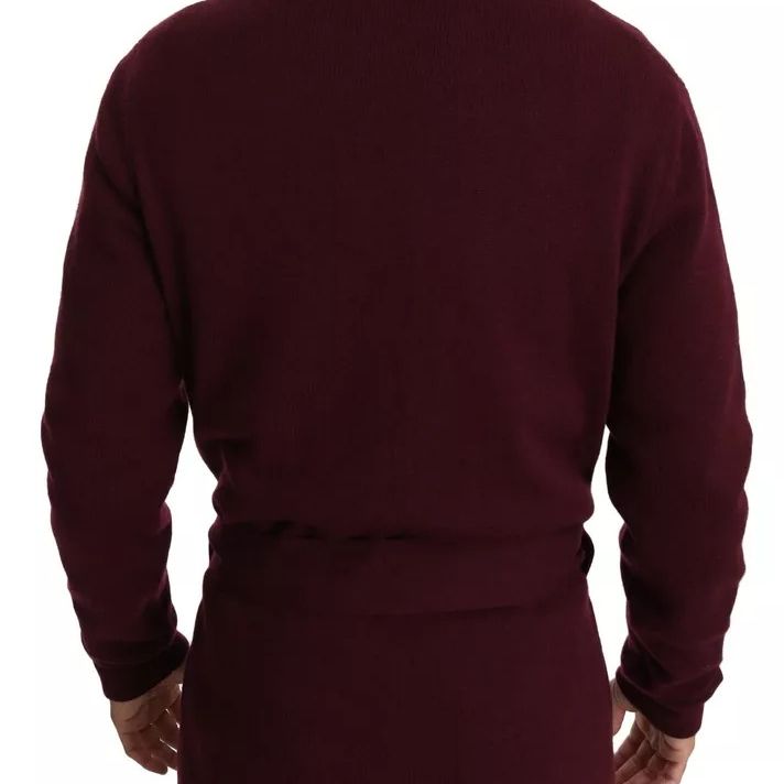 Dolce & Gabbana Bordeaux Cashmere Crown Cardigan Sweater