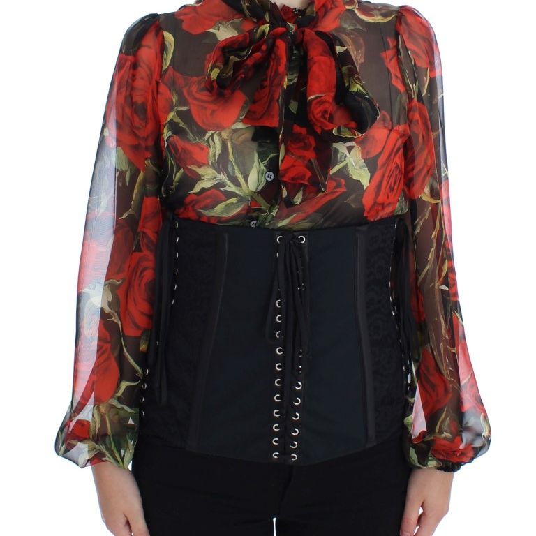 Dolce & Gabbana Black Stretch Corset Waist Strap Belt