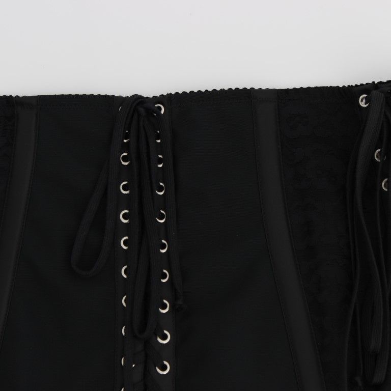 Dolce & Gabbana Black Stretch Corset Waist Strap Belt