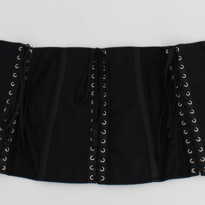 Dolce & Gabbana Black Stretch Corset Waist Strap Belt