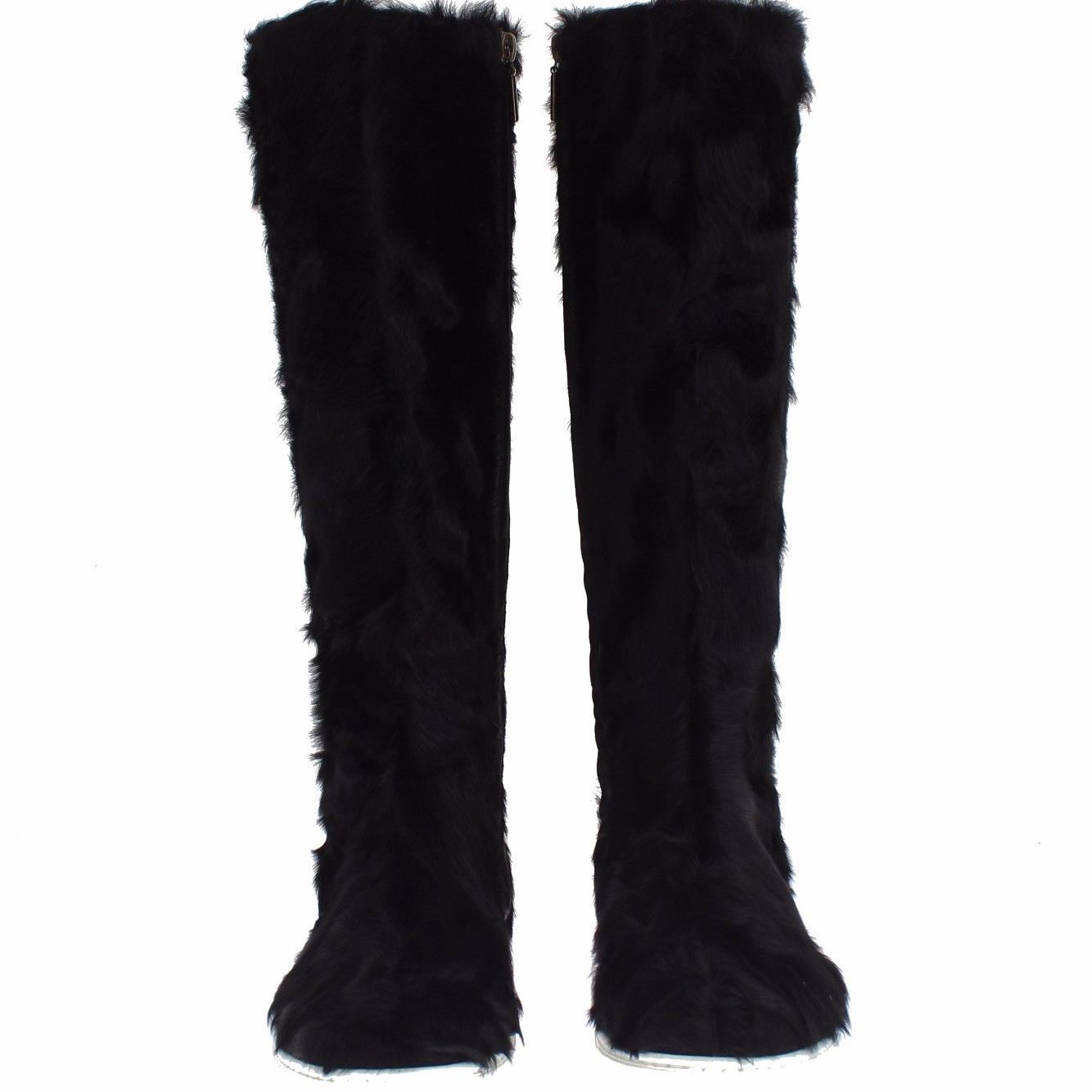 Dolce & Gabbana Black Xiangao Lamb Fur Leather Boots