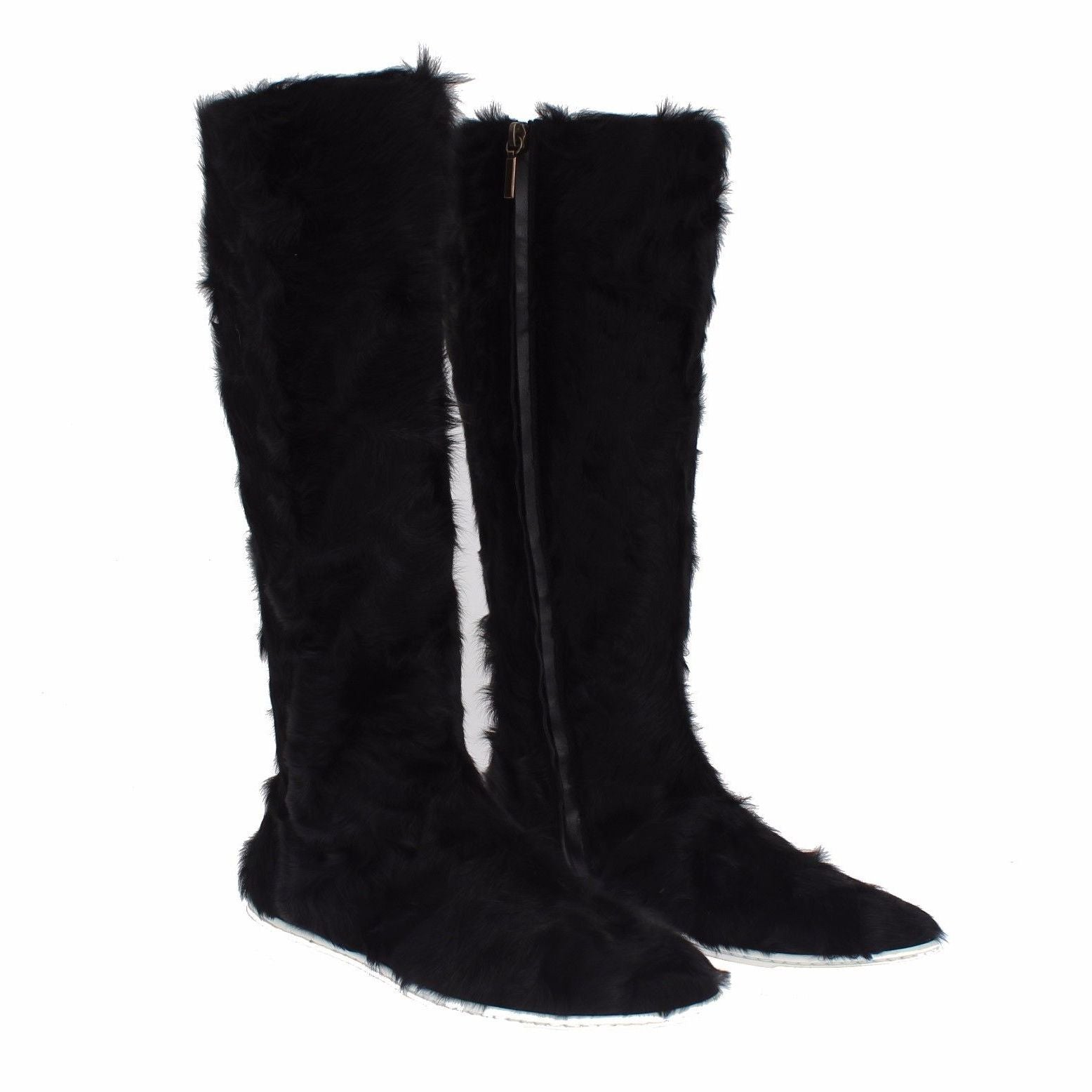Dolce & Gabbana Black Xiangao Lamb Fur Leather Boots
