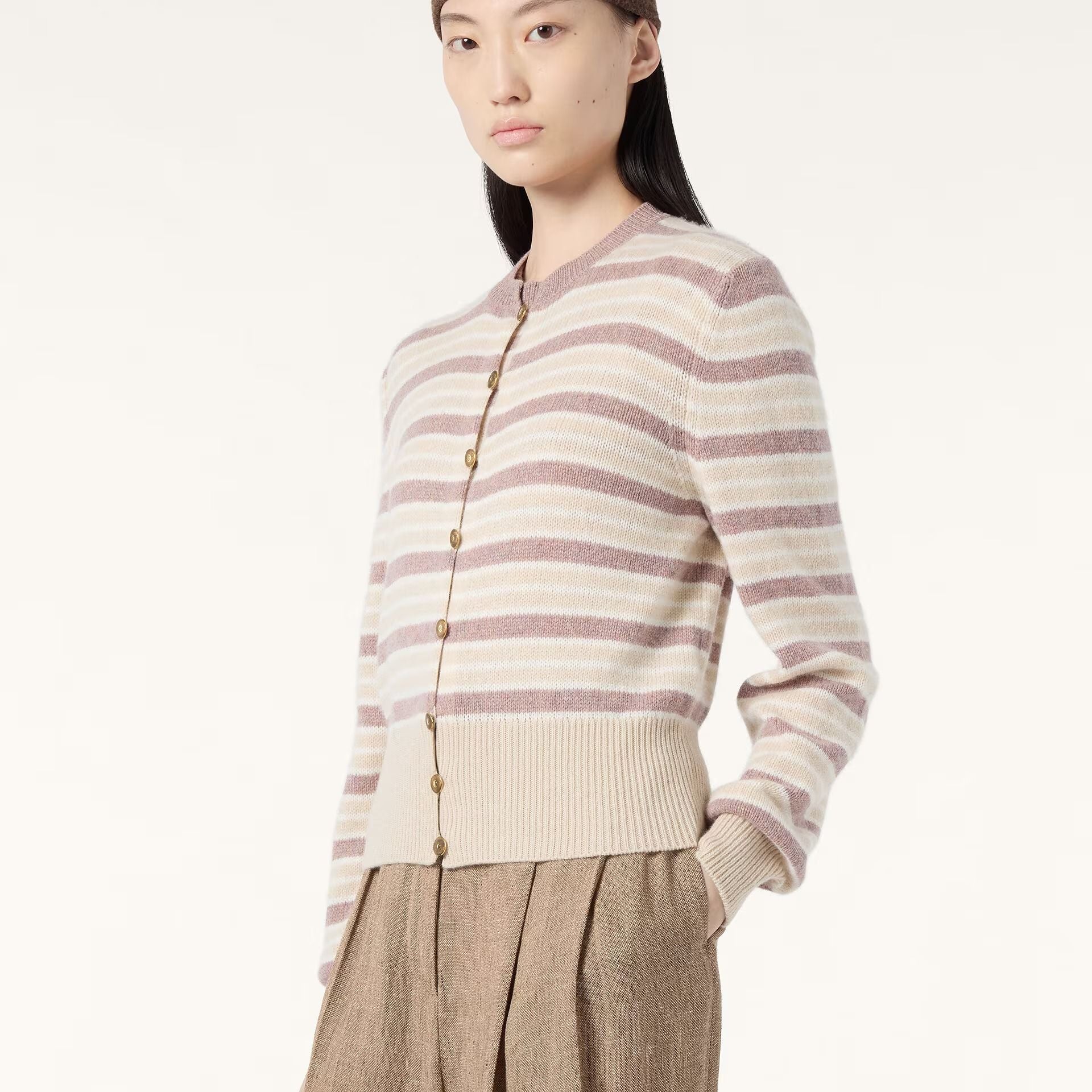 Loro Piana Fobello Stripes Cardigan in Baby Cashmere