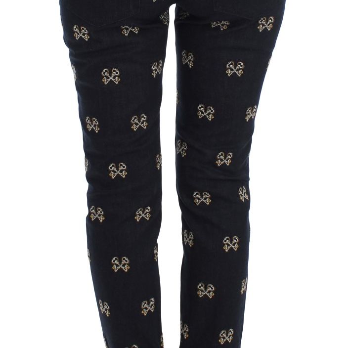 Dolce & Gabbana Blue Key Embroidered Slim Fit KATE Jeans