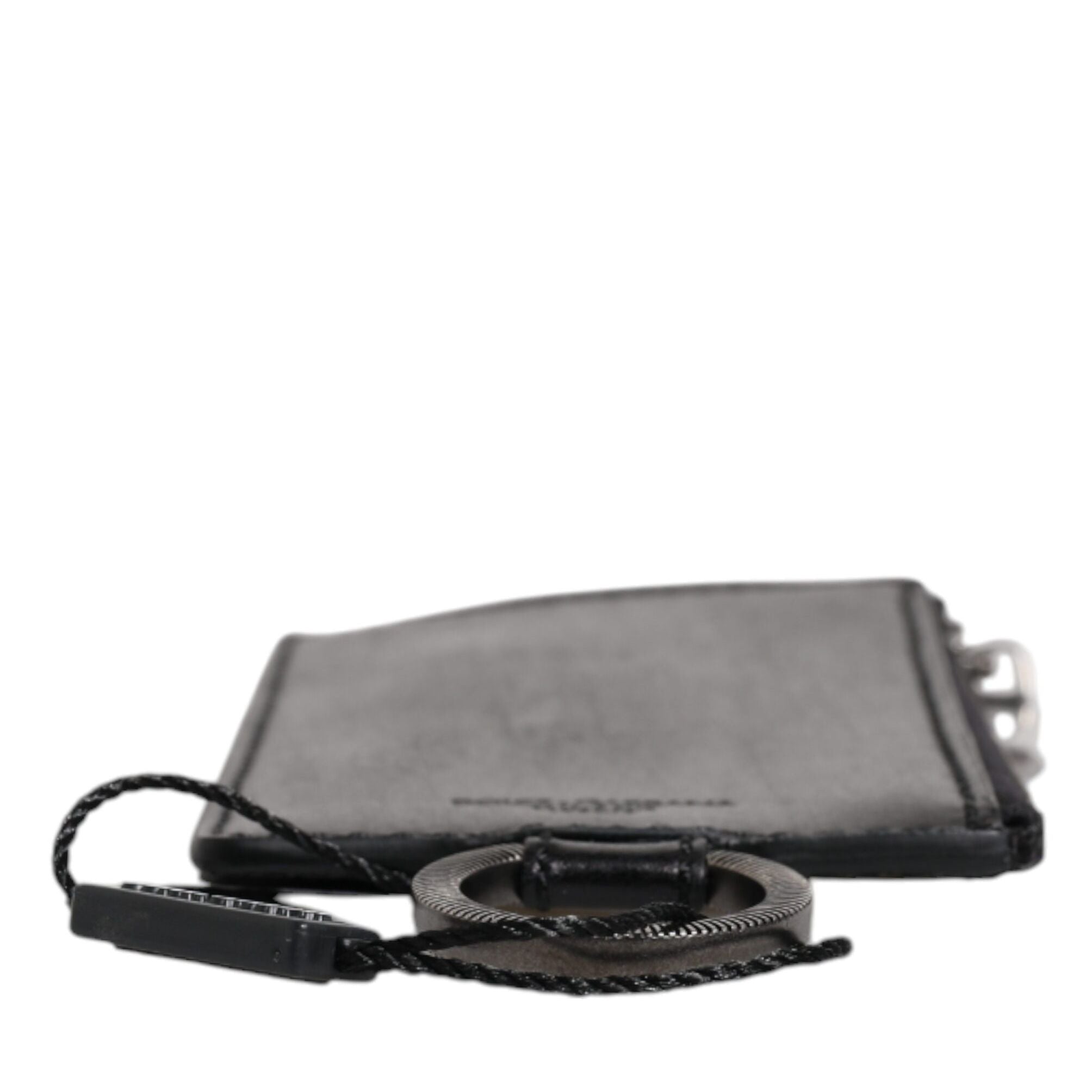 Dolce & Gabbana Black Horse Leather Lanyard Logo Card Holder Wallet
