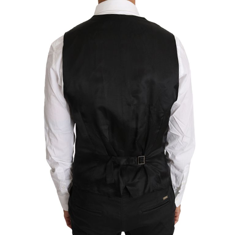Dolce & Gabbana Gray Solid 100% Wool Waistcoat Vest