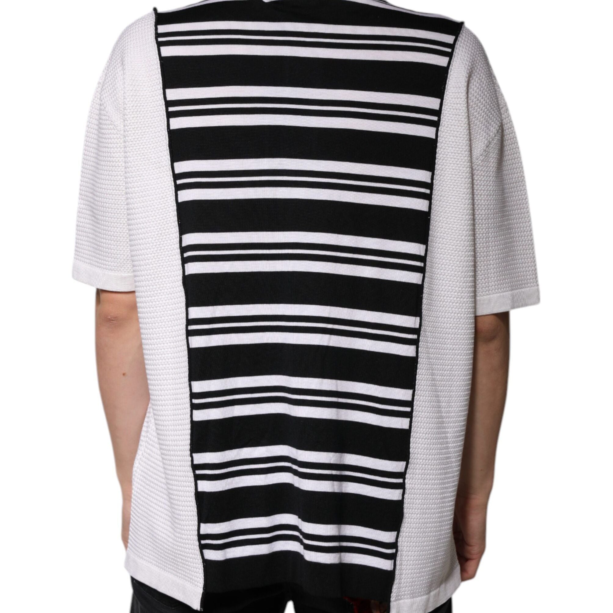 Dolce & Gabbana Black White Stripes Collared Polo T-shirt