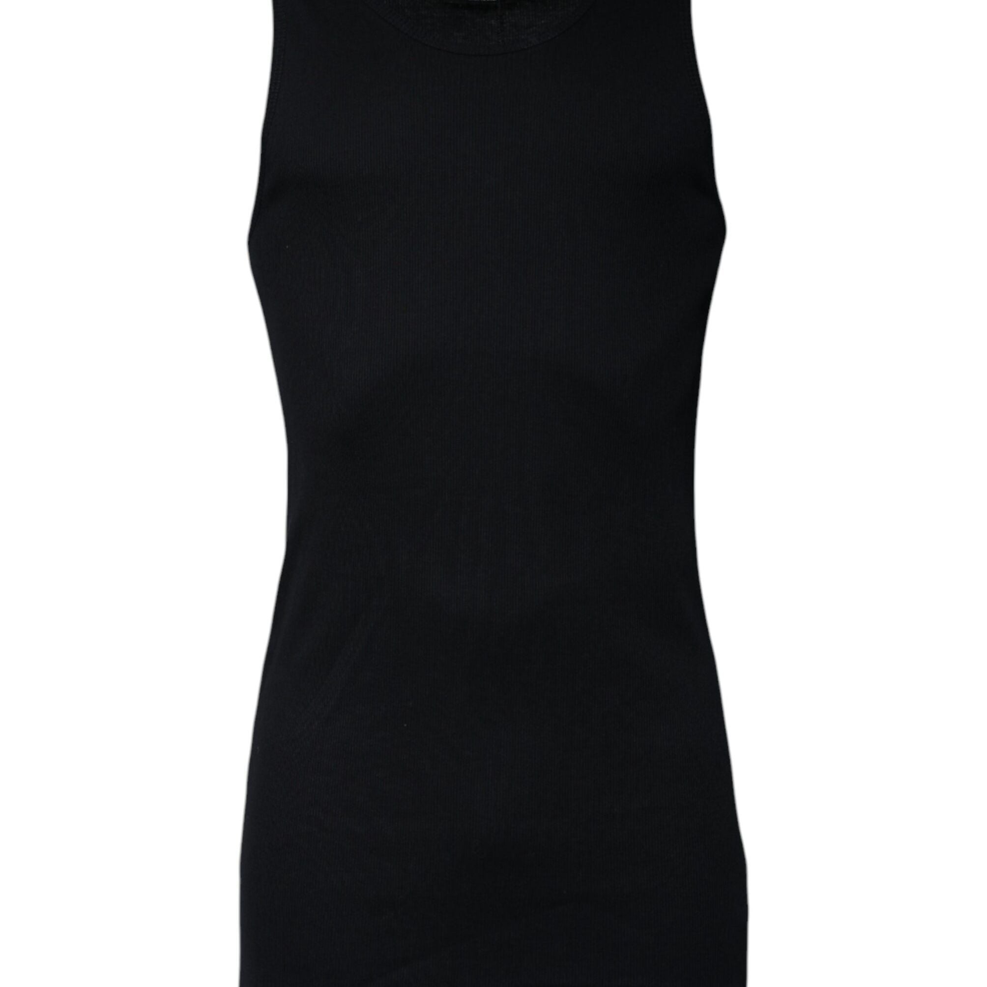 Dolce & Gabbana Black Cotton Sleeveless Round Neck Tank T-shirt