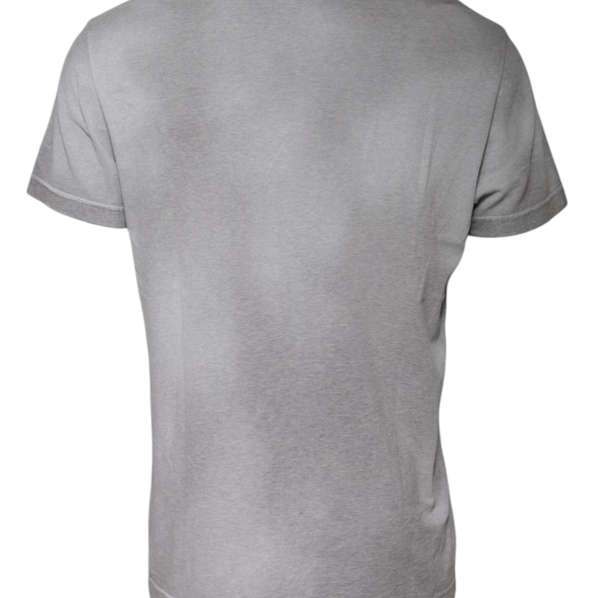 Dolce & Gabbana Gray Logo Print Cotton Crew Neck T-shirt
