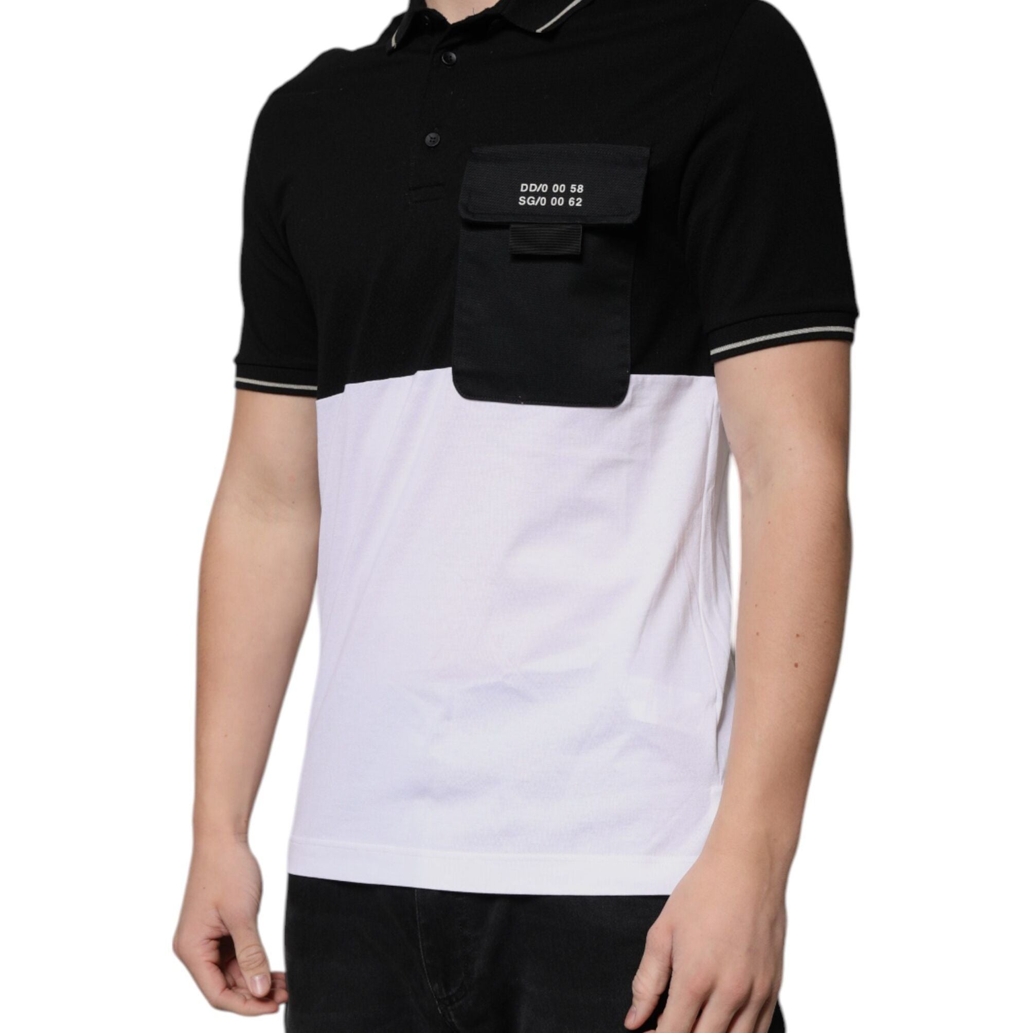 Dolce & Gabbana Black White Cotton Short Sleeves Polo T-shirt