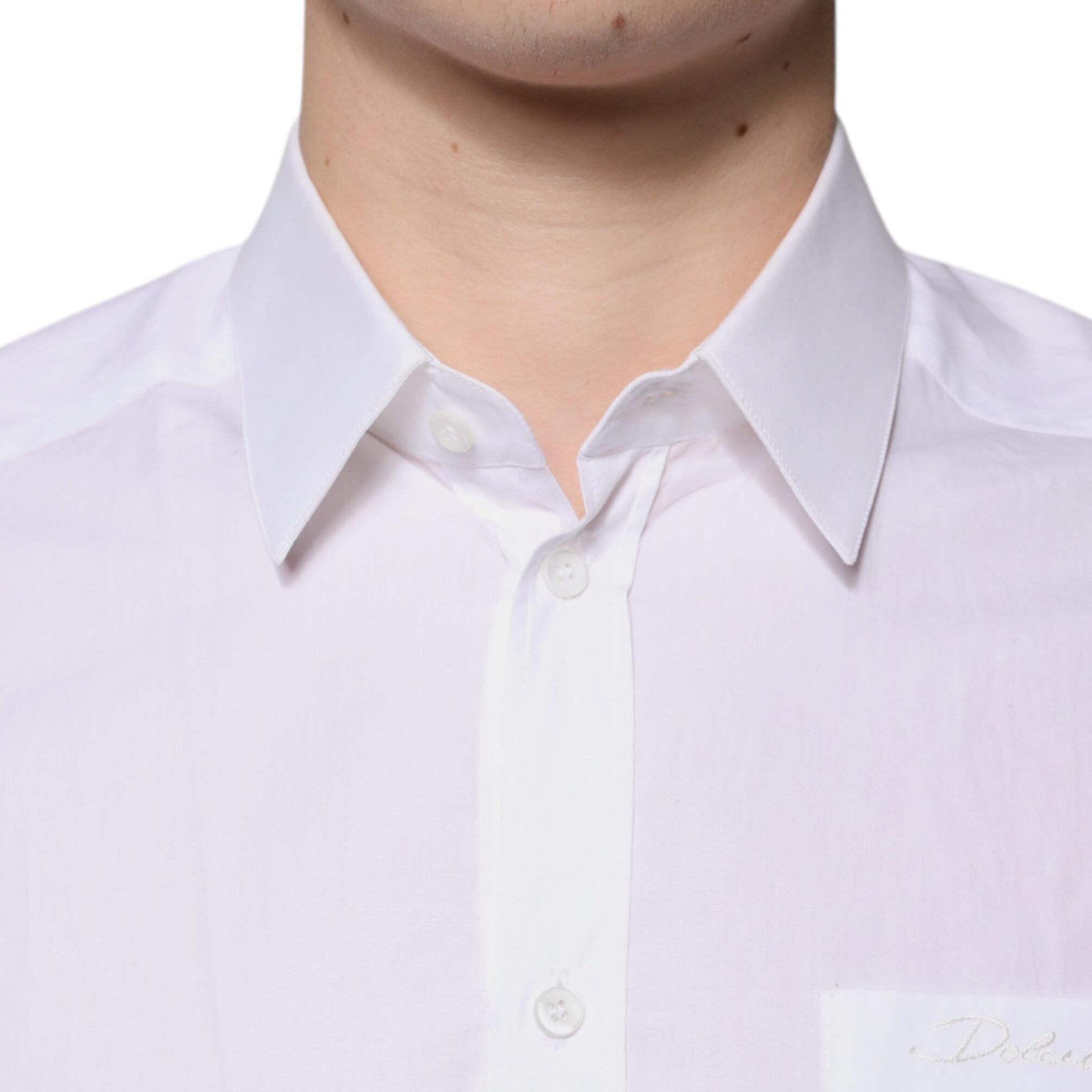 Dolce & Gabbana White Cotton Long Sleeves GOLD Dress Shirt