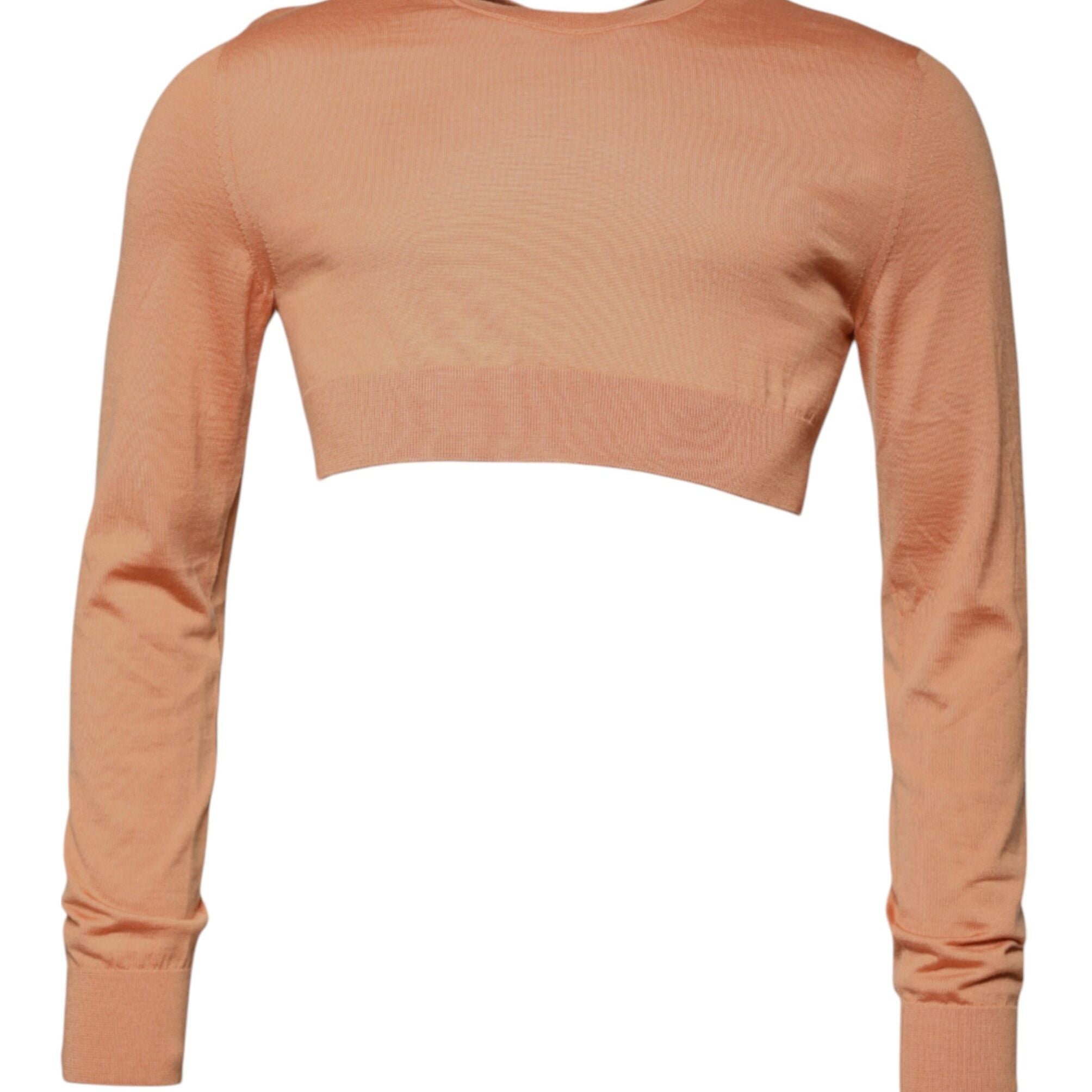 Dolce & Gabbana Beige Wool Crewneck Pullover Cropped Sweater