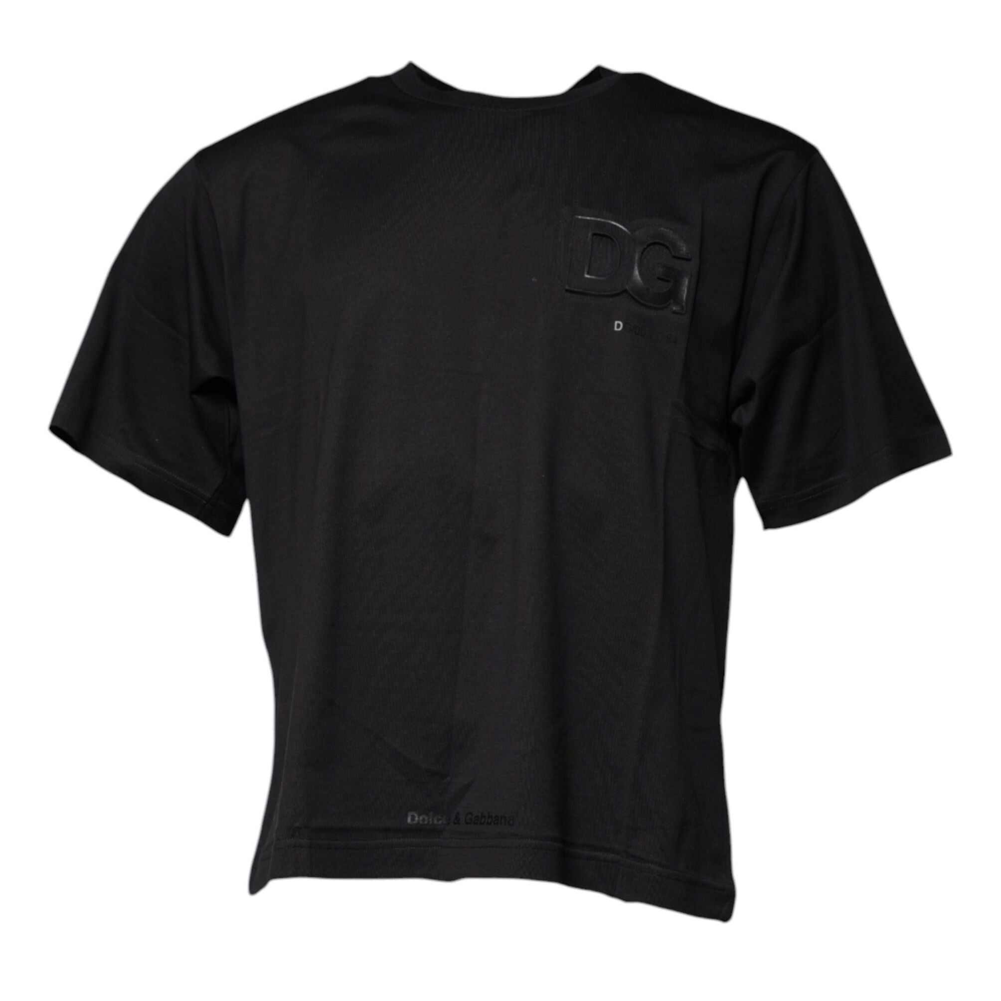 Dolce & Gabbana Black DG Logo Print Cotton Crew Neck T-shirt