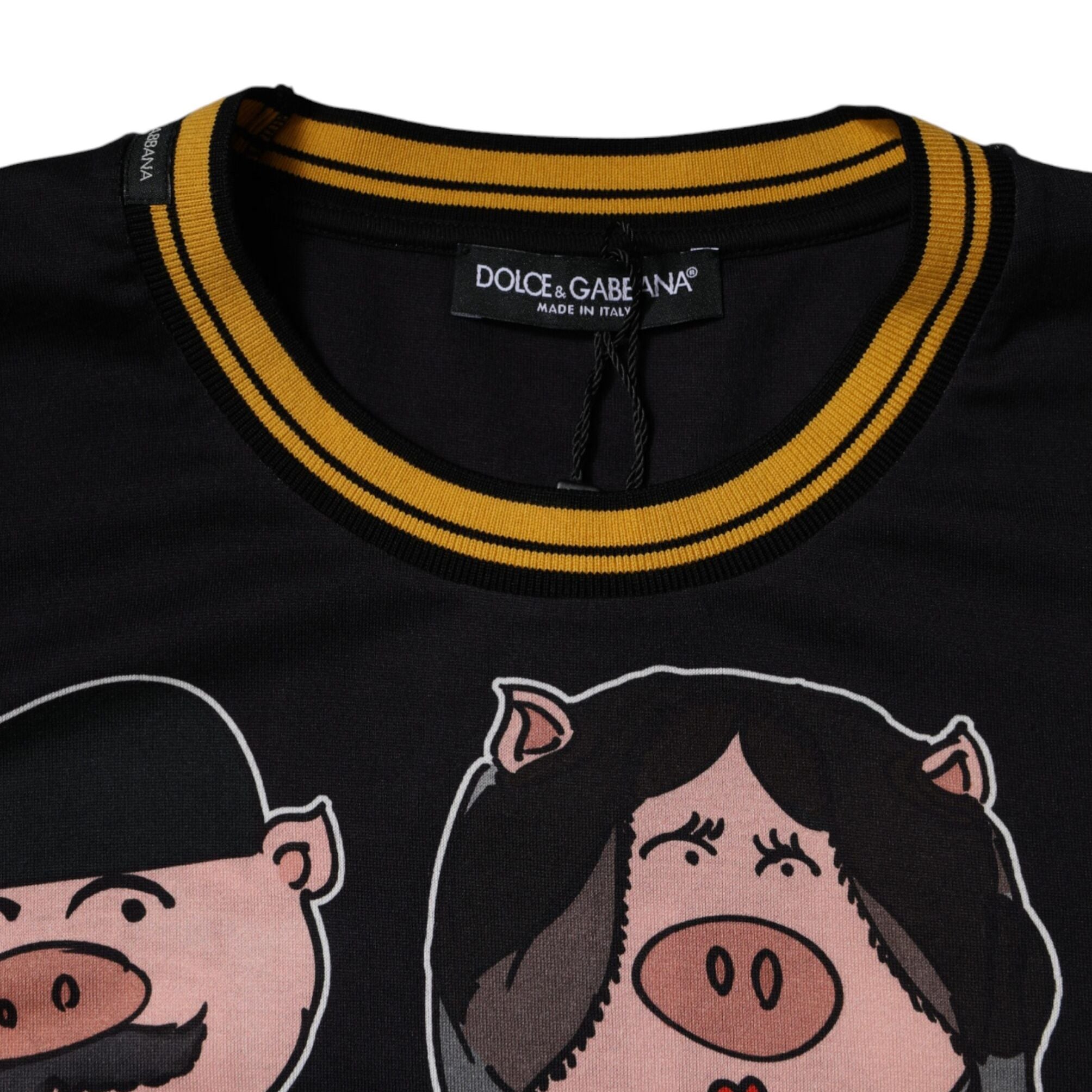 Dolce & Gabbana Black 2019 Year Of The Pig Crew Neck T-shirt