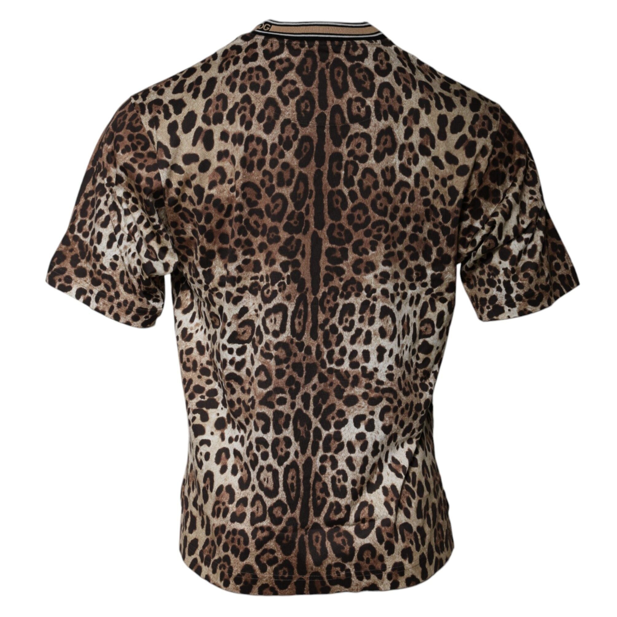 Dolce & Gabbana Brown Leopard Crew Neck Short Sleeve T-shirt