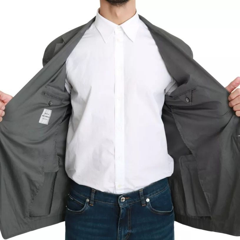 Dolce & Gabbana Gray Cotton Single Breasted Formal Blazer