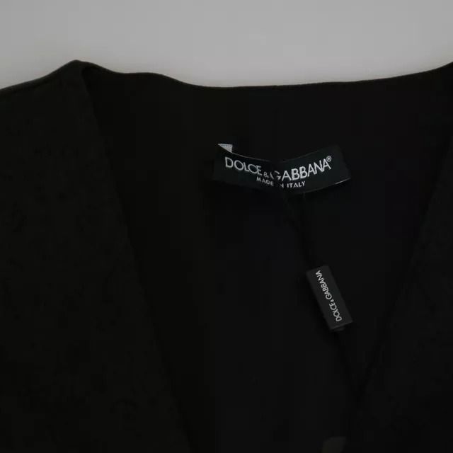 Dolce & Gabbana Black Lace Waistcoat Slim Vest Silk Top