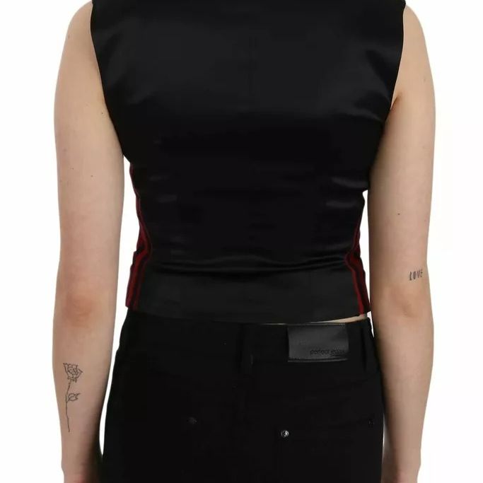 Dolce & Gabbana Red Black Stripe Vest Waistcoat Blouse Top