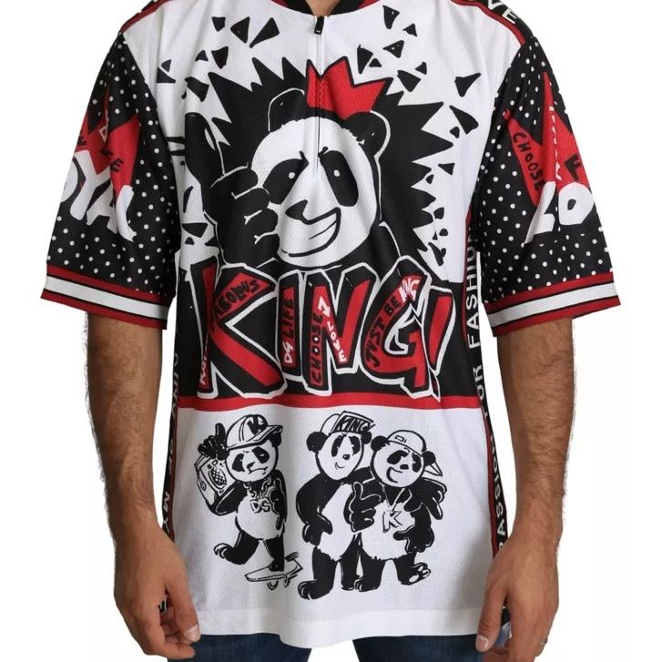 Dolce & Gabbana White King Panda Polyester T-shirt Top