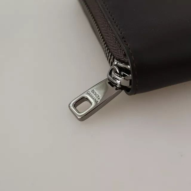 Dolce & Gabbana Brown Exotic Leather Zip Around Continental Clutch Wallet