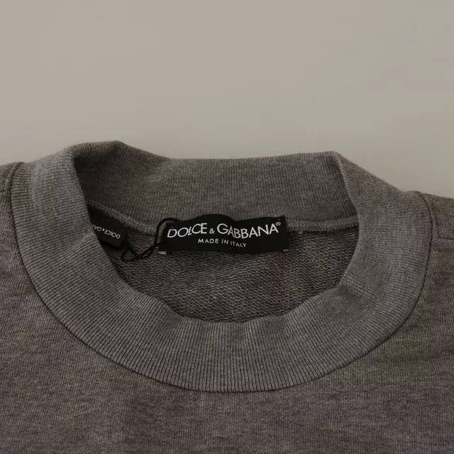 Dolce & Gabbana Gray Crown King Cotton Pullover Sweater