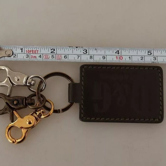 Dolce & Gabbana Green Leather D&G Logo Metal Ring Hook Keyring Keychain