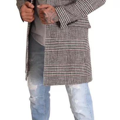 Dolce & Gabbana Gray Check Plaid Long Trench Coat Jacket