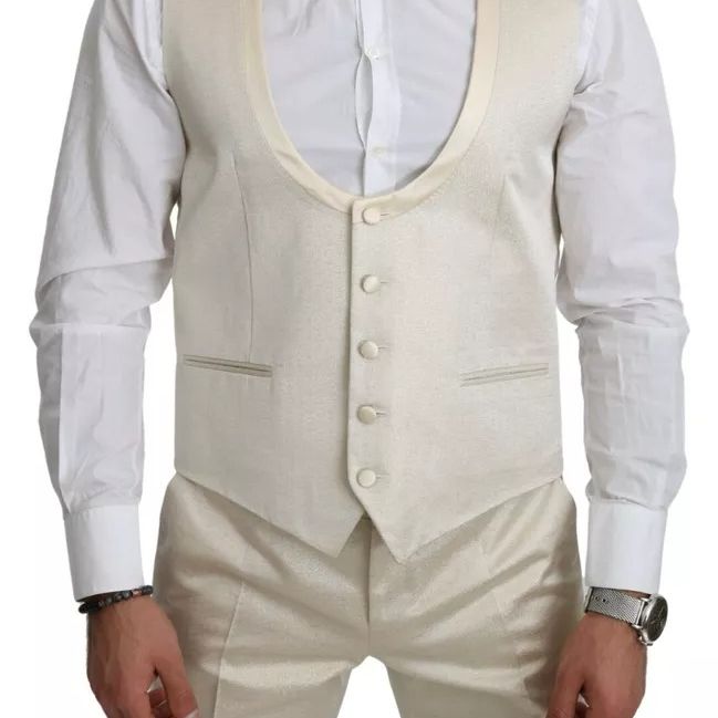 Dolce & Gabbana Beige Wool Crème 3 Piece SICILIA Shawl Suit