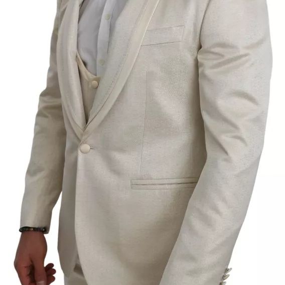 Dolce & Gabbana Beige Wool Crème 3 Piece SICILIA Shawl Suit