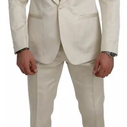 Dolce & Gabbana Beige Wool Crème 3 Piece SICILIA Shawl Suit