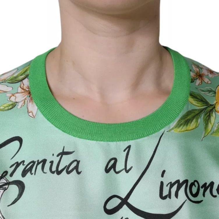 Dolce & Gabbana Green Silk Granita Al Limone Long Sleeves Sweater