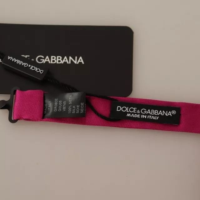 Dolce & Gabbana Pink Silk Adjustable Neck Bow Tie Men