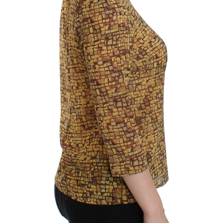 Dolce & Gabbana Multicolor Mosaic Print Silk Blouse T-shirt