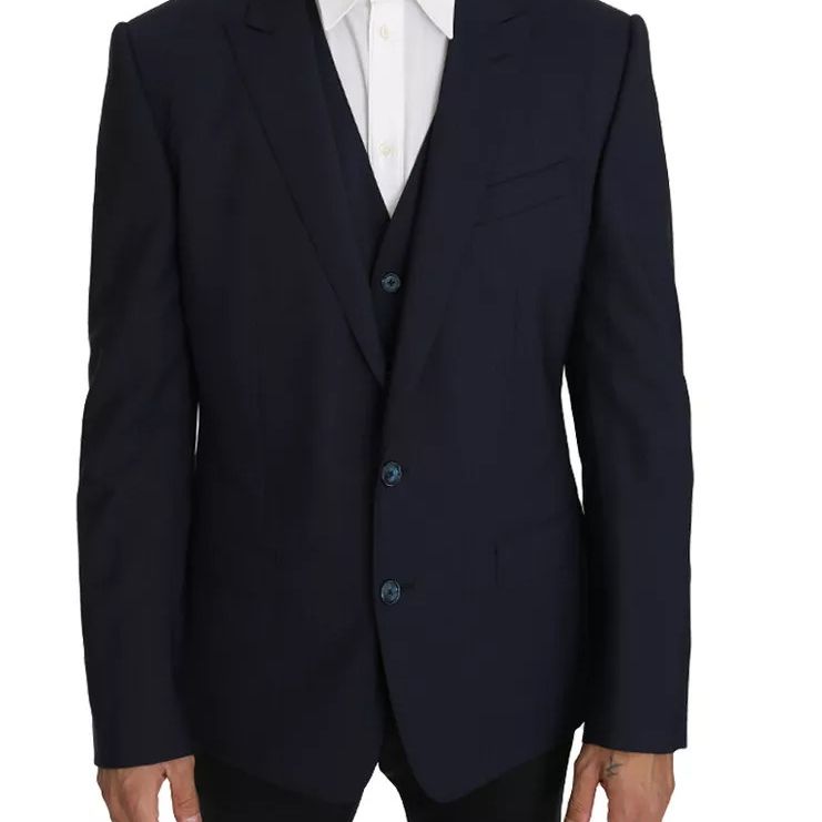 Dolce & Gabbana Blue Wool MARTINI Blazer Vest 2 Piece