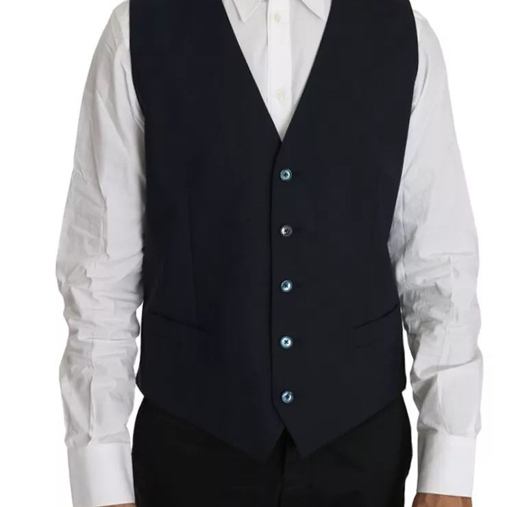 Dolce & Gabbana Blue Wool MARTINI Blazer Vest 2 Piece