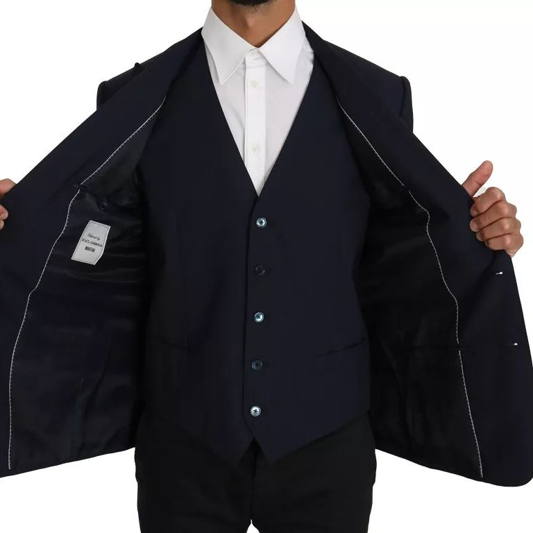 Dolce & Gabbana Blue Wool MARTINI Blazer Vest 2 Piece