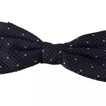 Dolce & Gabbana Blue Patterned Silk Adjustable Neck Bow Tie Men
